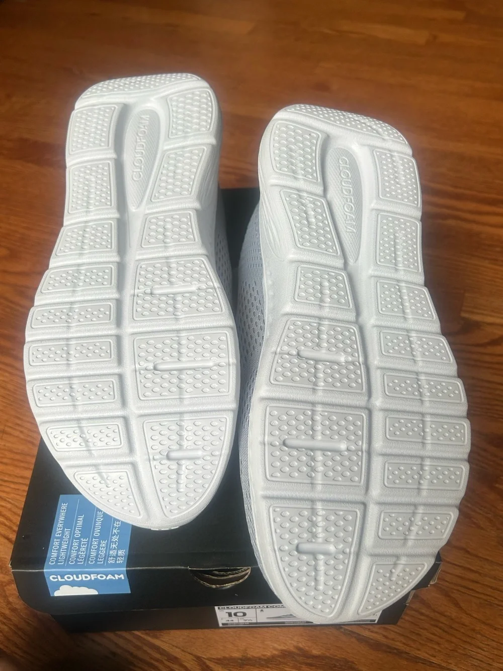 Men Adidas Gray and White Cloudfoam Slip-On Lace Sneakers